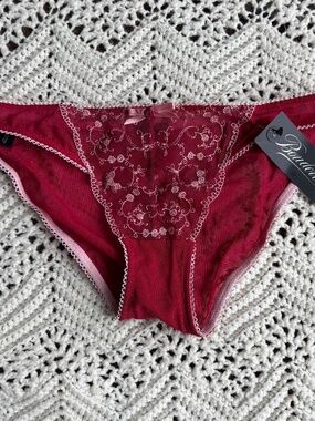 Elle Macpherson Intimates Panties Boudoir Saucy Red Sheer Women's Size M NWT